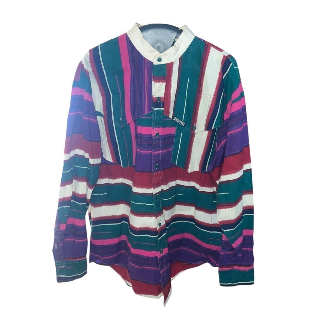 Roughrider Large Brushpopper western button up long sleeve 90’s colorful shirt
